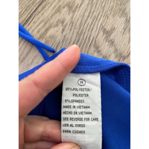 NWT Shelby & Palmer Royal Blue Ruched Sleeve Dress - Picture 6 of 6